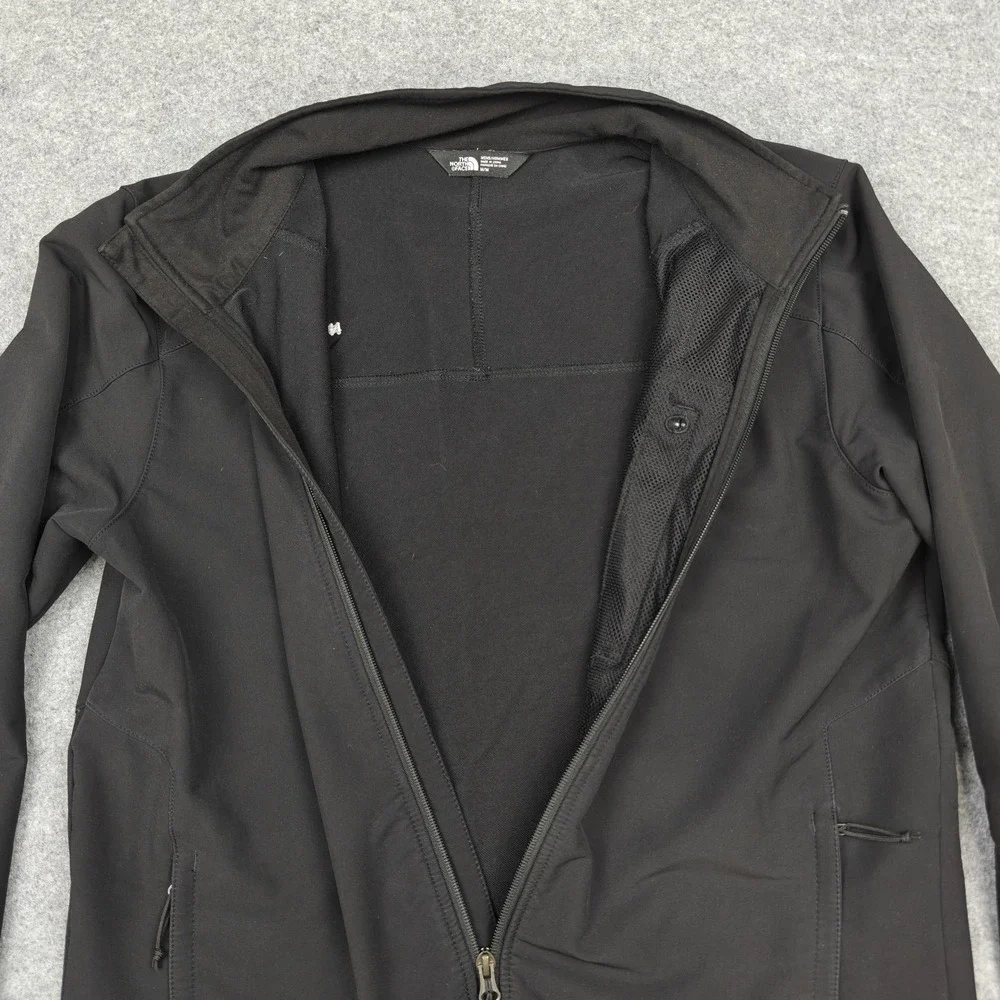 The North Face Windwall Jacket Mens Medium Black Softshell Fleece Lined Full Zip